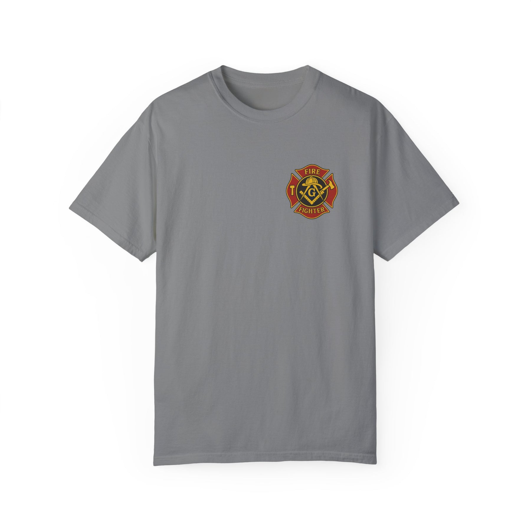Master Mason Blue Lodge T-Shirt - Firefighter Mason Garment-Dyed Tee - Bricks Masons