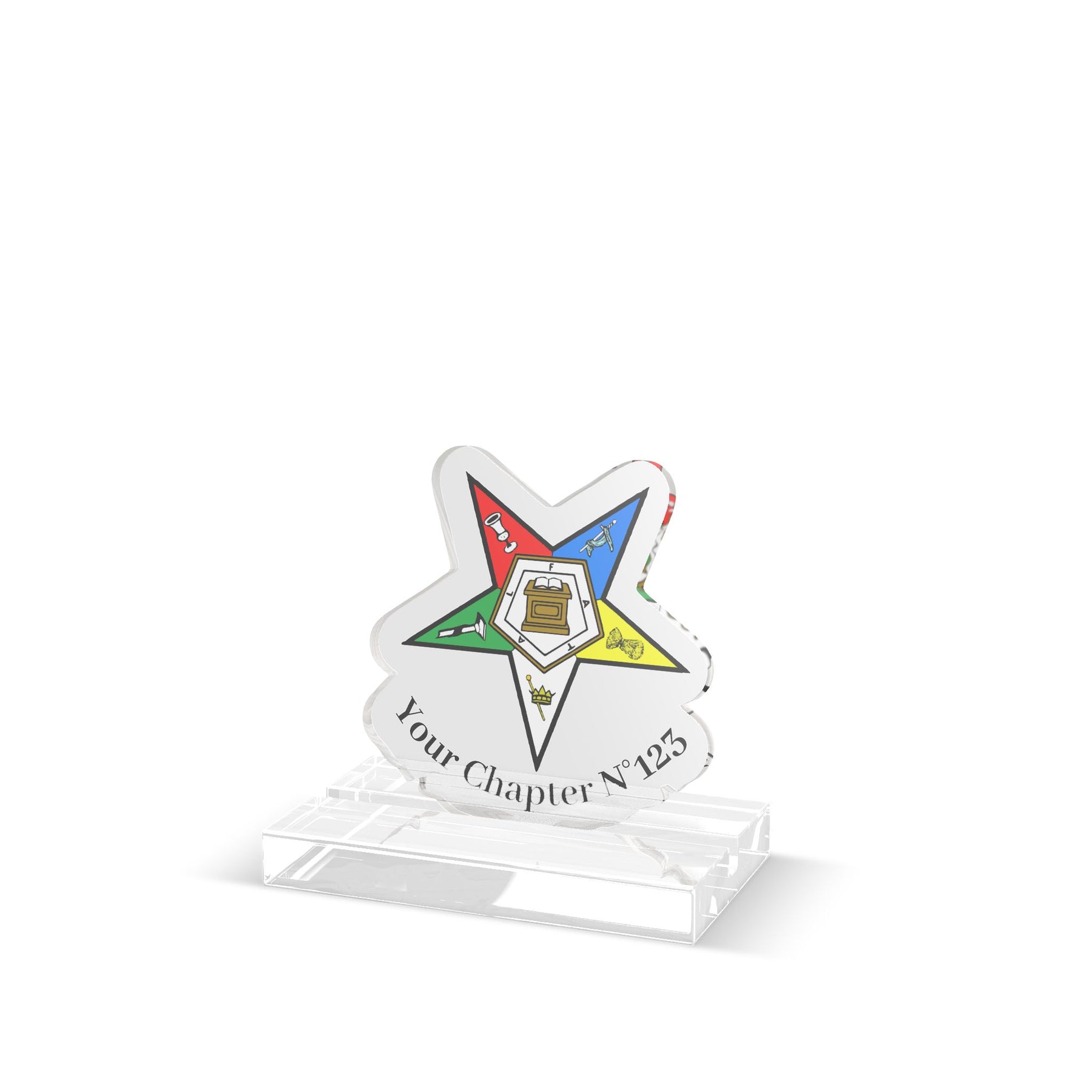 OES Plaque - Colorful Eastern Star Cut with Customization - Bricks Masons