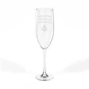 Master Mason Blue Lodge Champagne Flute - S&C G Initiated Elevated Celebrated