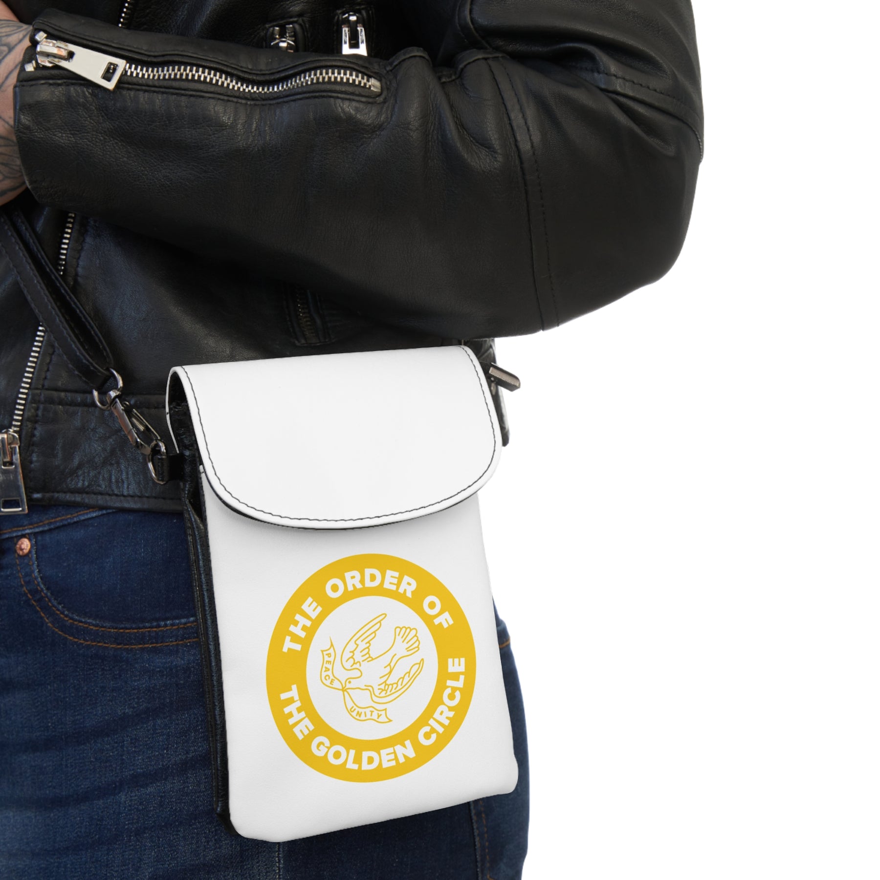 The Order of the Golden Circle Cell Phone Wallet - White & Yellow Microfiber Leather - Bricks Masons
