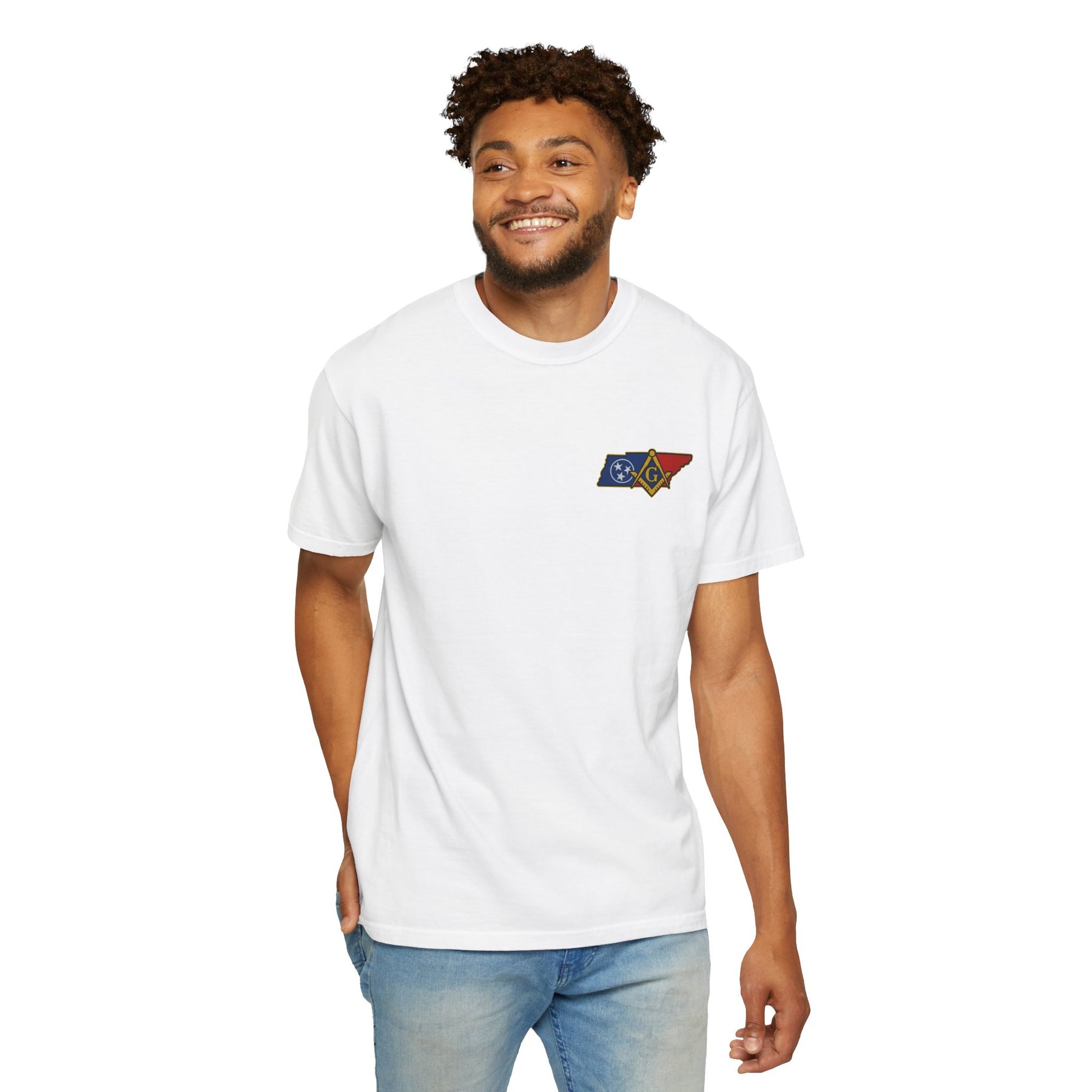 Master Mason Blue Lodge T-Shirt - Garment-Dyed Tennessee Mason - Bricks Masons
