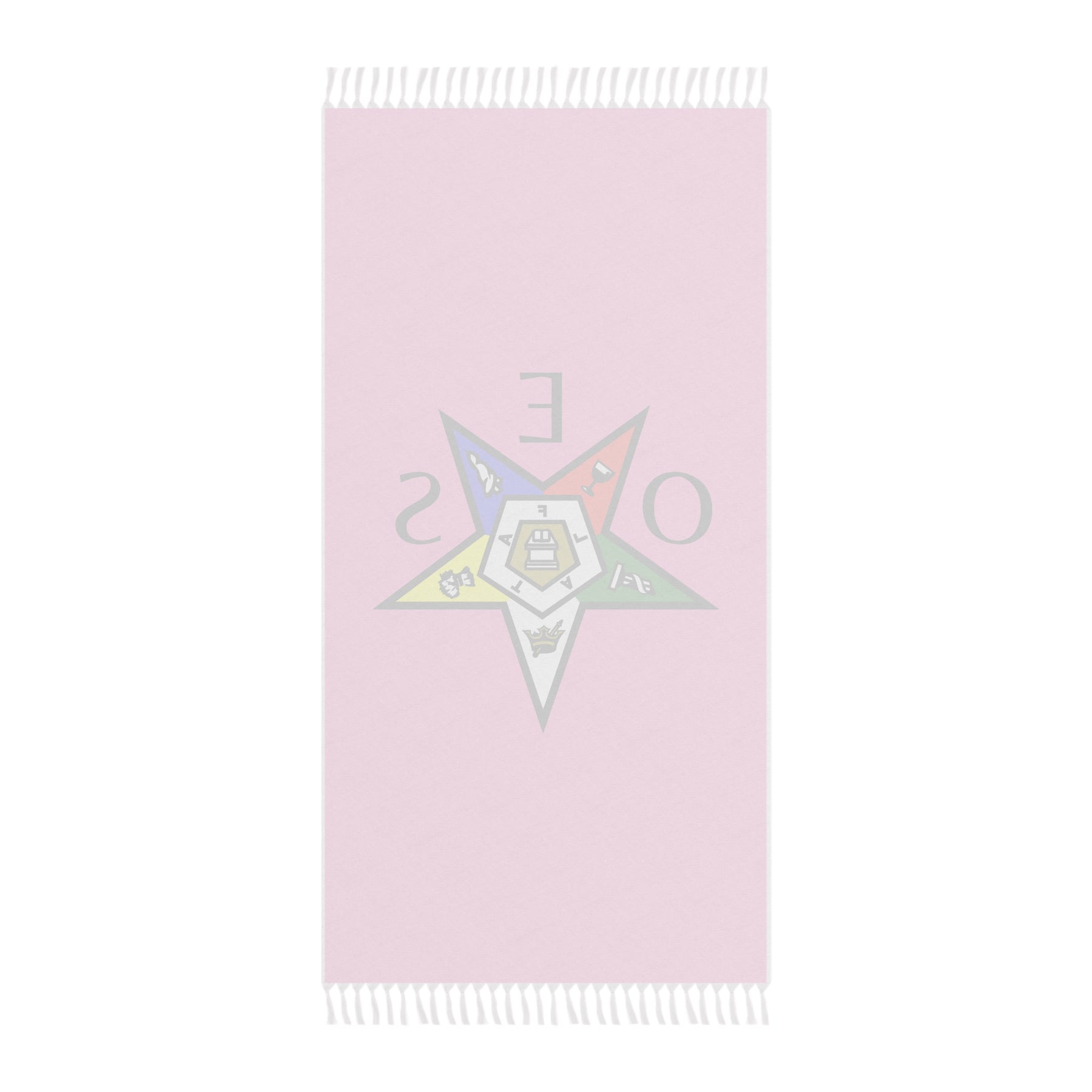 OES Towel - Pink Polyester With Knotted Tassels Beach Cloth - Bricks Masons