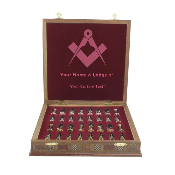 Master Mason Blue Lodge Chess Set - Hand Workmanship Patterns