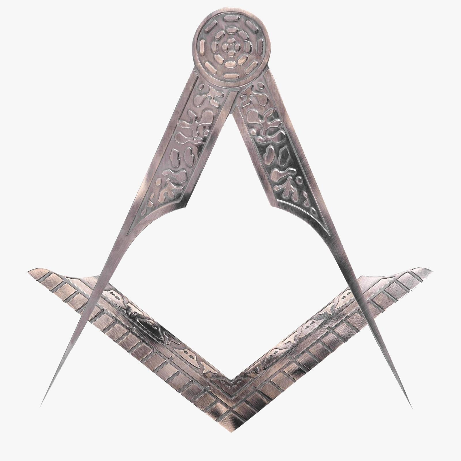 Master Mason Blue Lodge Working Tools Set - Pure Brass Square & Compass - Bricks Masons