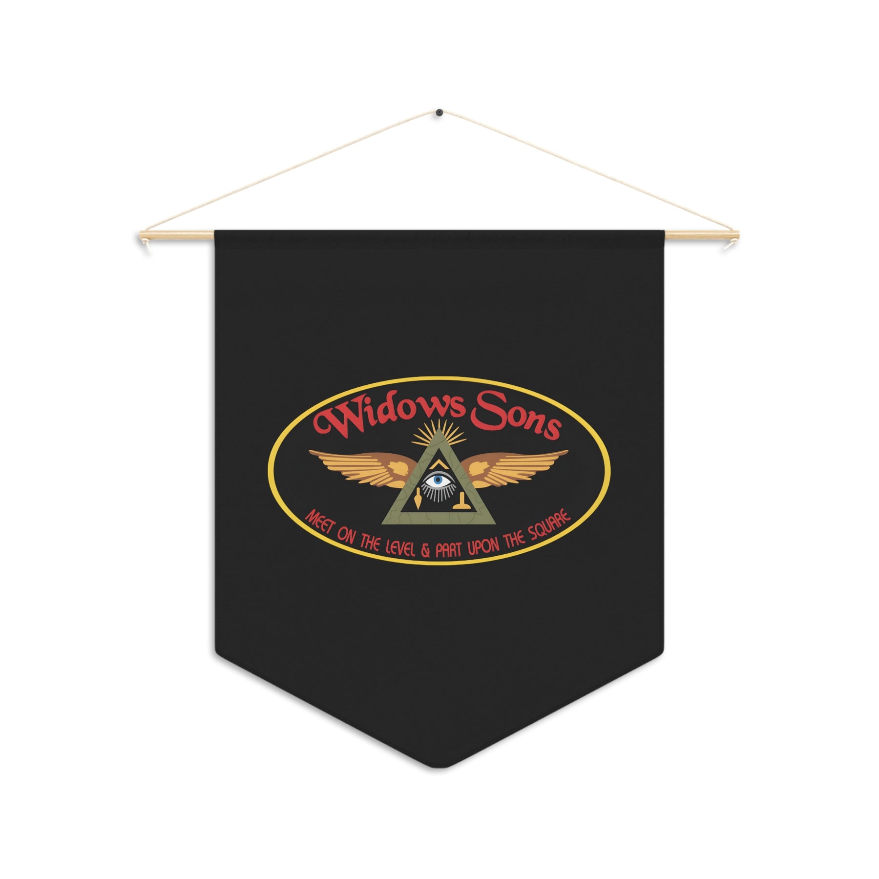 Widows Sons Pennant - Meet on The Level Part on The Square - Bricks Masons