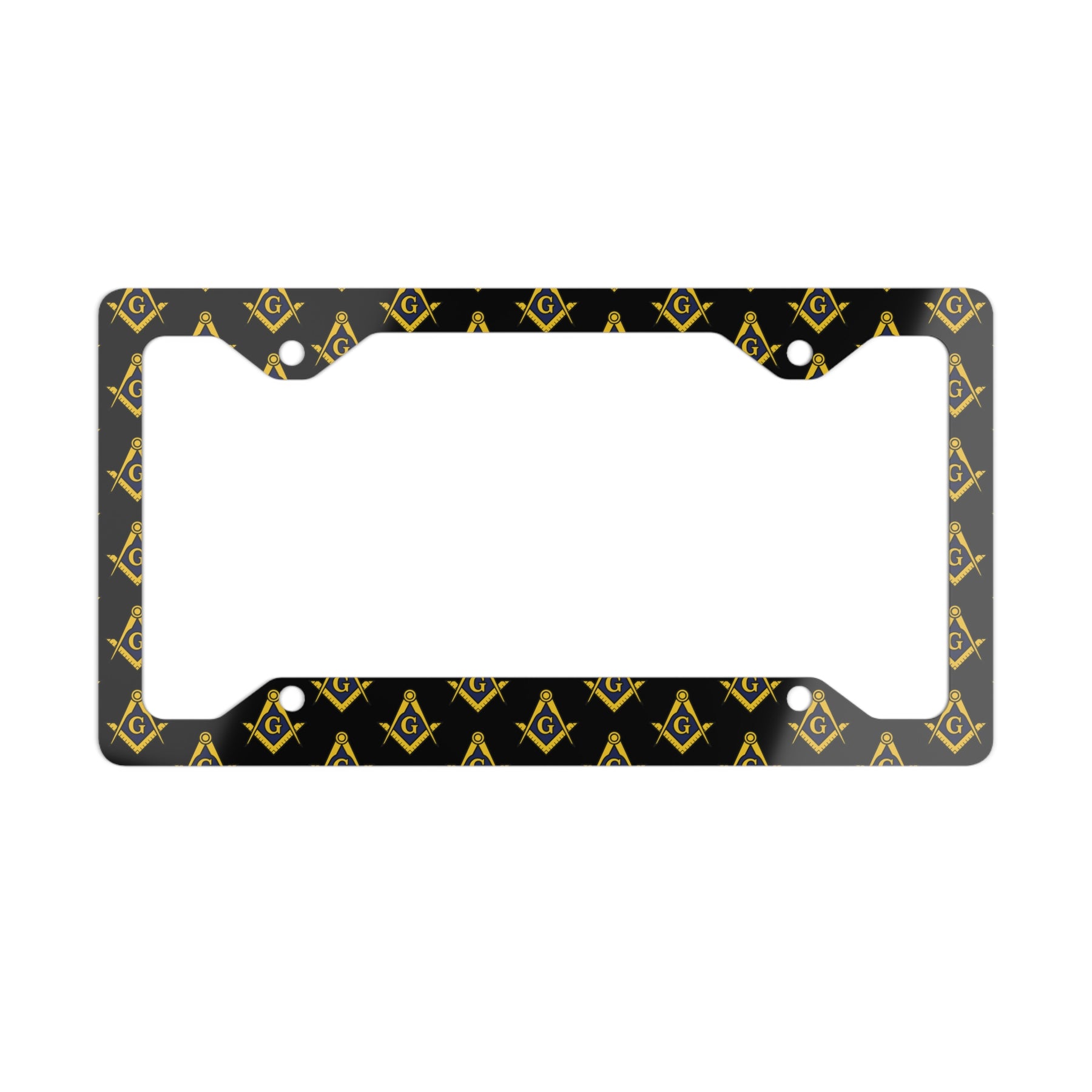 Master Mason Blue Lodge License Plate Frame - Square & Compass with G Glossy Finish - Bricks Masons