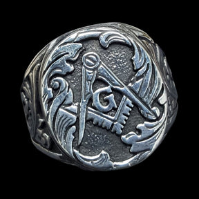 Master Masonic Chiseled Ring in Silver Freemasonry Art 85 - Bricks Masons