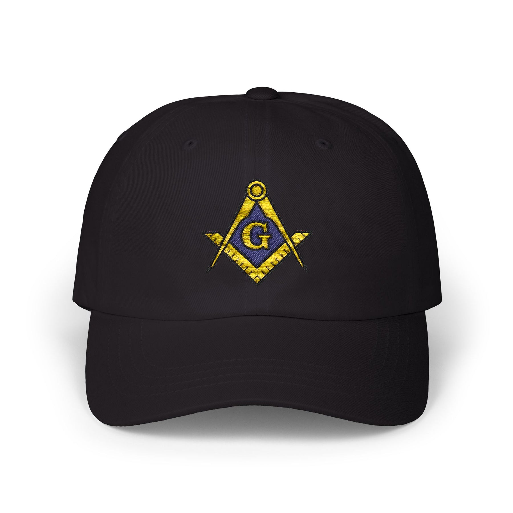 Master Mason Blue Lodge Baseball Cap - Gold & Blue Embroidered Square & Compass G - Bricks Masons
