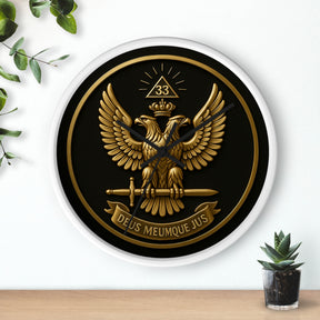 33rd Degree Scottish Rite Clock - Eagle Emblem with “Deus Meumque Jus 33” - Bricks Masons