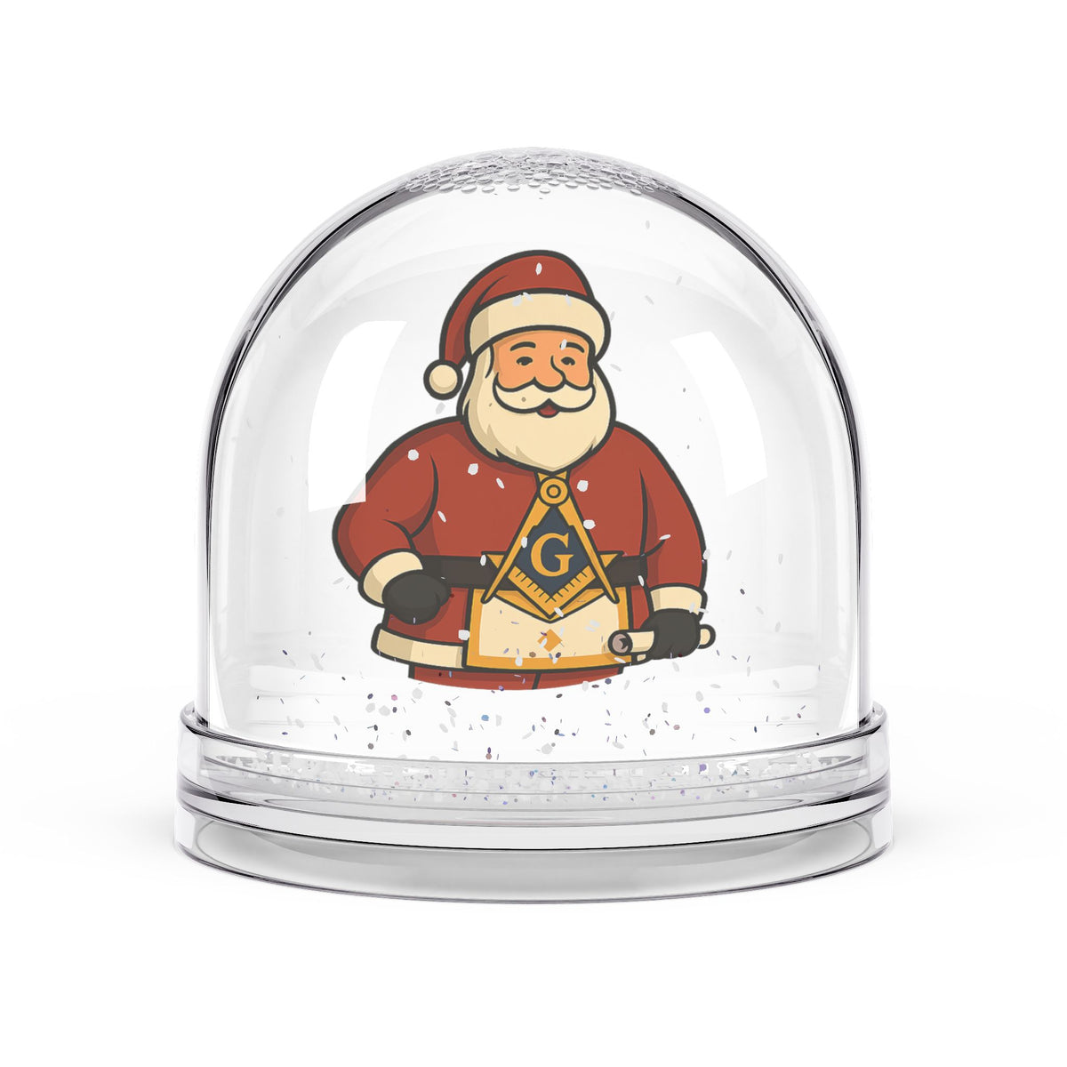 Master Mason Blue Lodge Snow Globe - Square & Compass G Emblem Inside - Bricks Masons