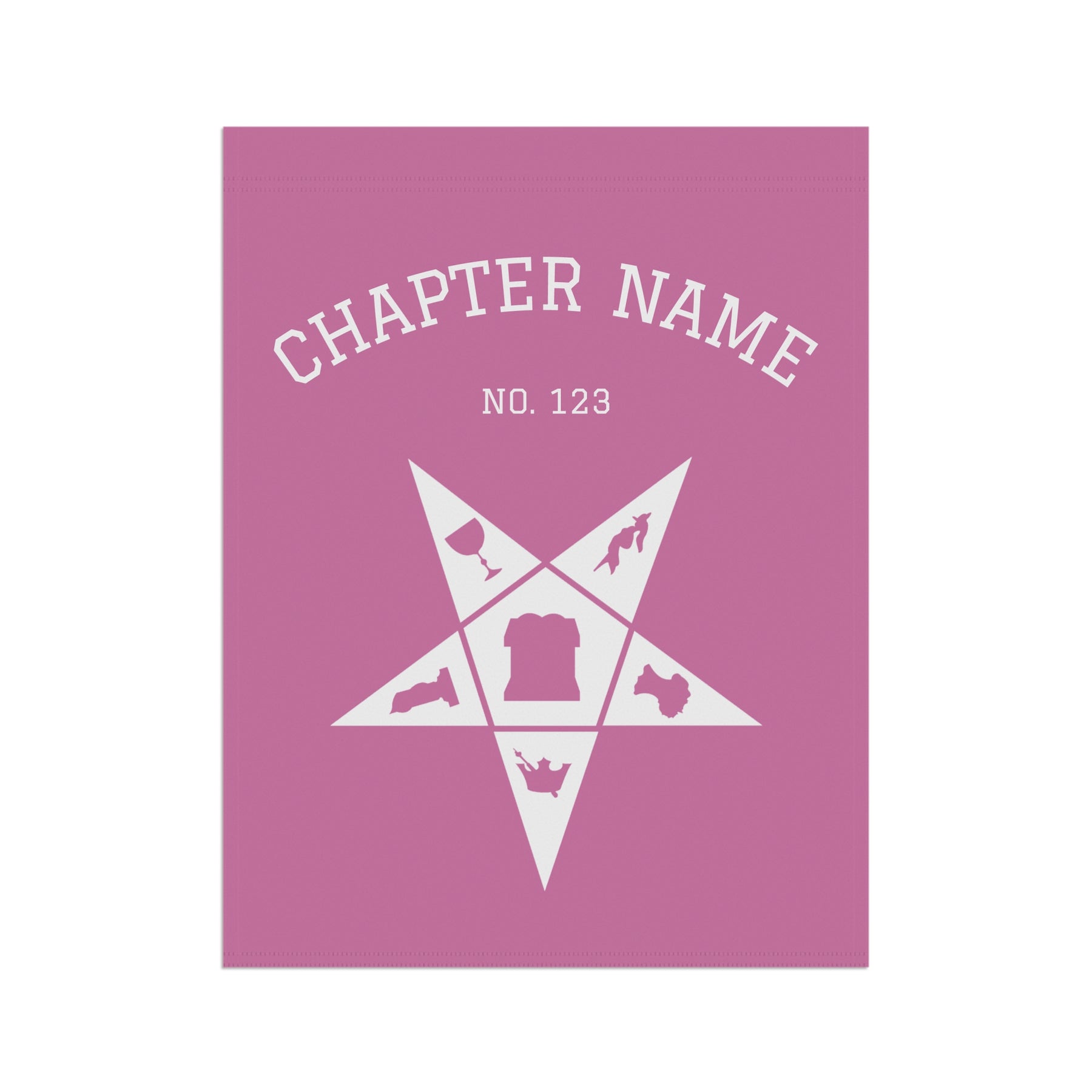 OES Yard Flag - Pink & White Star With Personalization - Bricks Masons