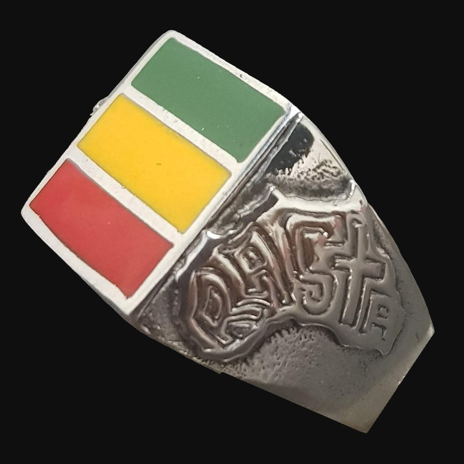 Rastafari Ring African Flag Silver 11 Gr 1.1 Cm Art 898 - Bricks Masons