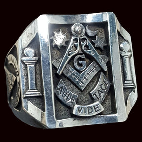 Masonic Ring Aude Vide Tace in Silver Masonry 2 x 2 cm 19 gr Art 90 - Bricks Masons