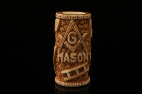 Master Mason Blue Lodge Meerschaum Pipe - Handcrafted Mason Gavel Shape - Bricks Masons
