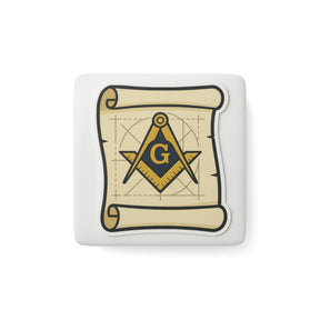 Master Mason Blue Lodge Magnet - Porcelain With Magnet - Bricks Masons