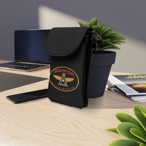 Widows Sons Cell Phone Wallet - Black Microfiber Leather With Adjustable Strap - Bricks Masons