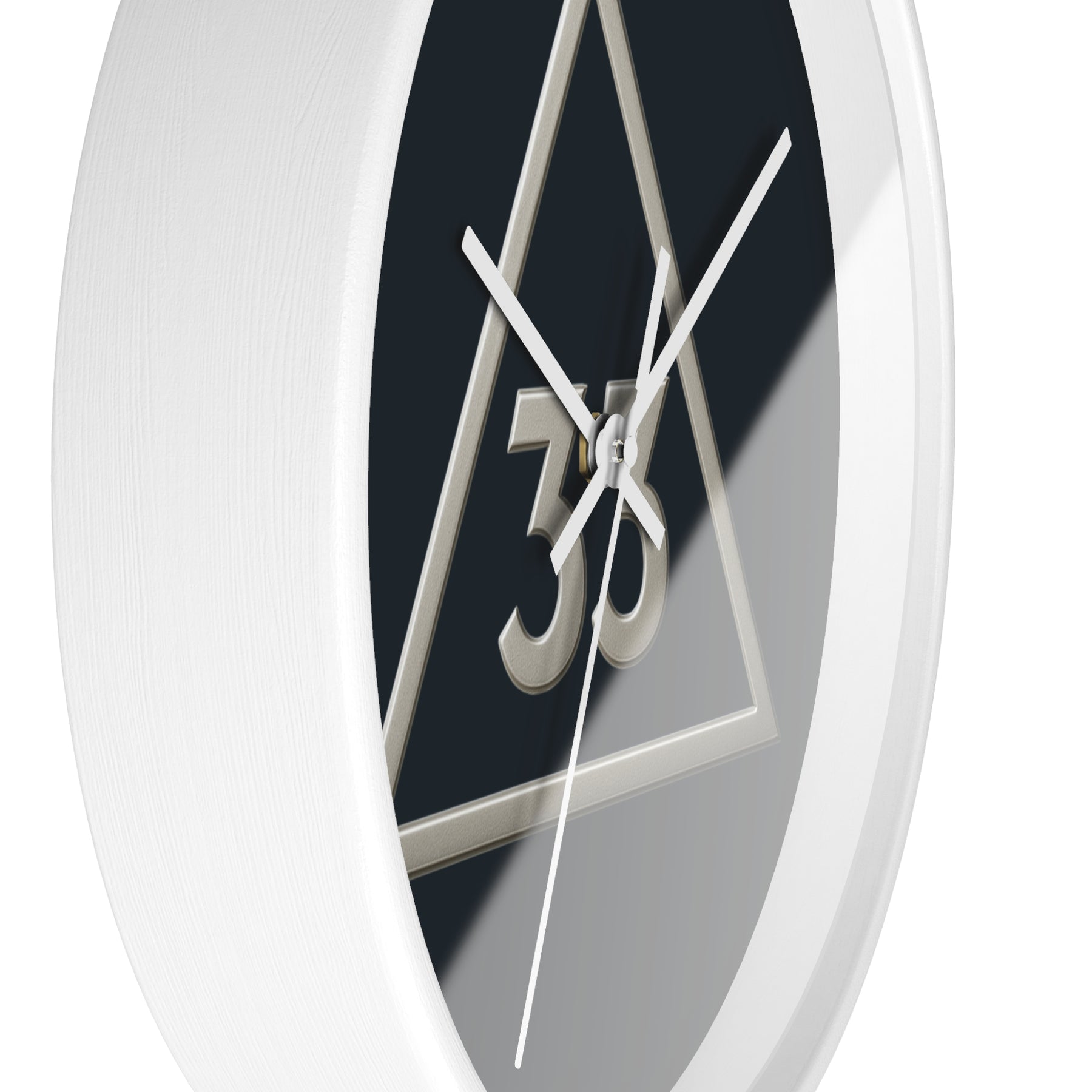 33rd Degree Scottish Rite Clock - Silver Triangle with 33 on Wooden Frame - Bricks Masons
