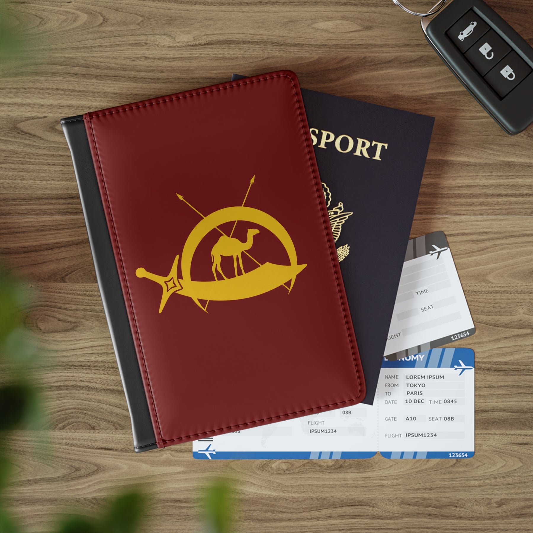 DOKO Passport Cover - Maroon PU Leather With Inner Compartments - Bricks Masons