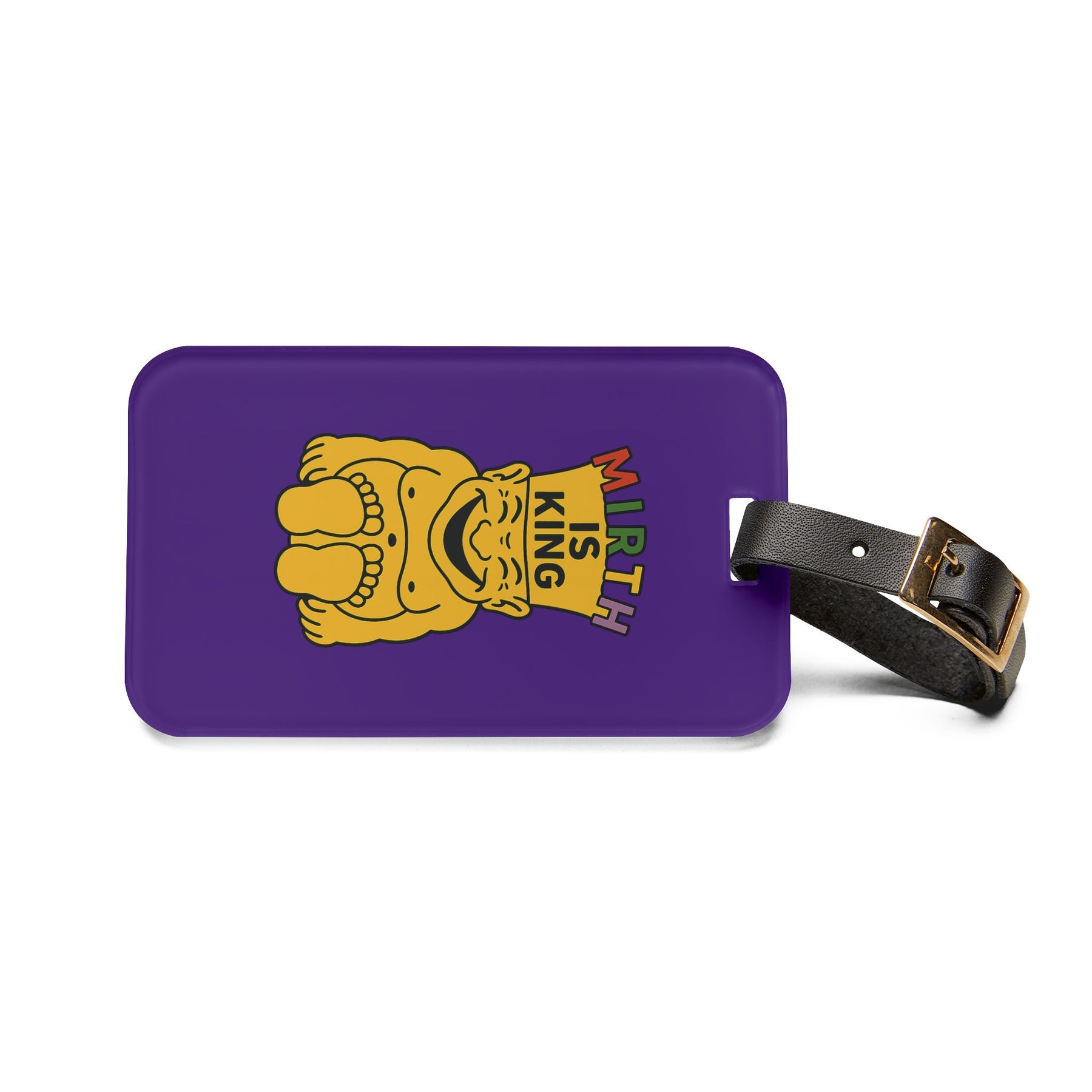 Royal Order of Jesters Luggage Tag - Purple Mirth With Black Leather Strap - Bricks Masons