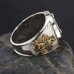 Master Mason Blue Lodge Ring - Ancient Free & Accepted Masons Sterling Silver - Bricks Masons