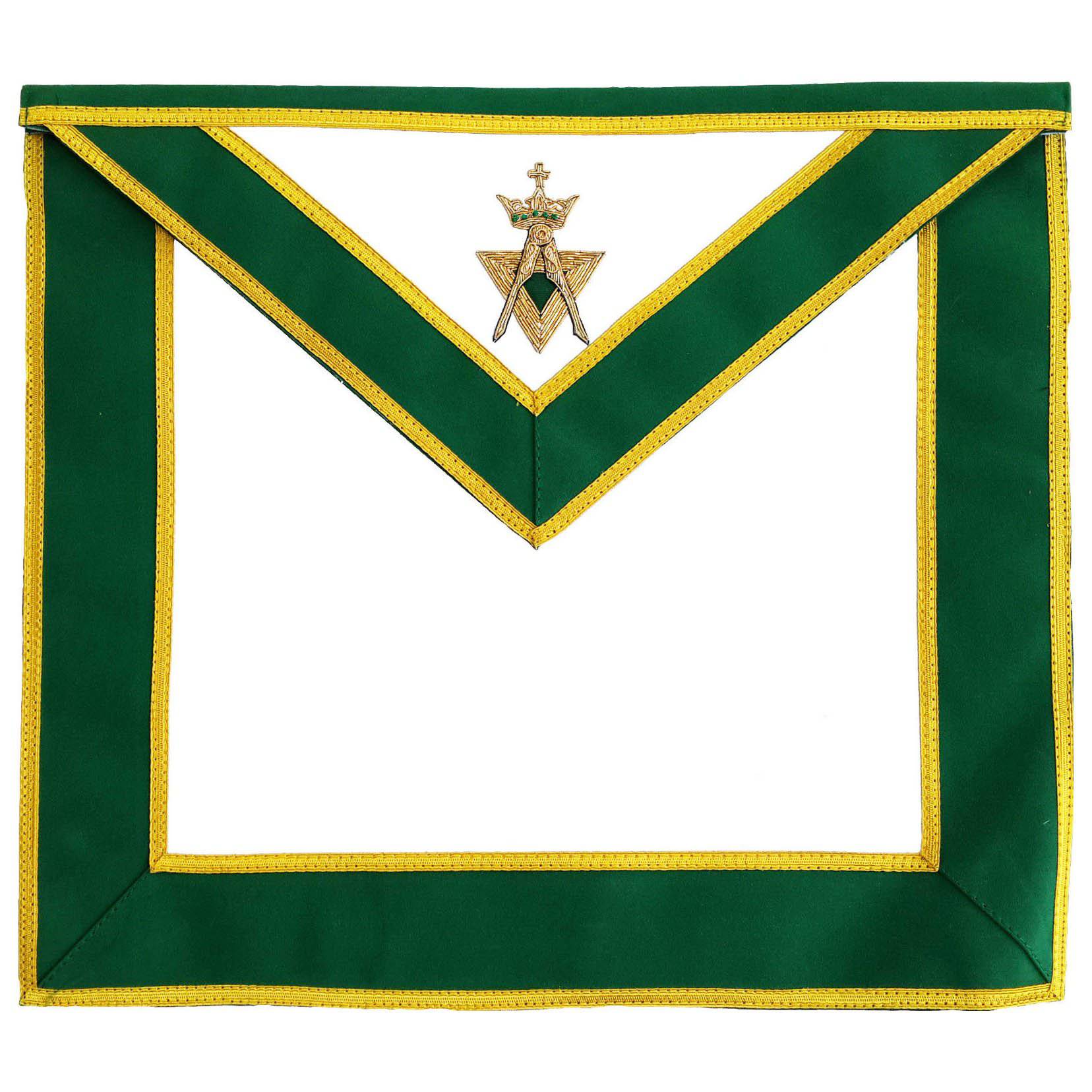 Past Sovereign Master Allied Masonic Degrees Apron - Green Velvet Hand Embroidery