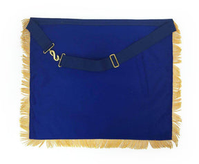 Past Master Blue Lodge Apron - Silver Braid & Golden Fringe Tassels Hand Embroidery