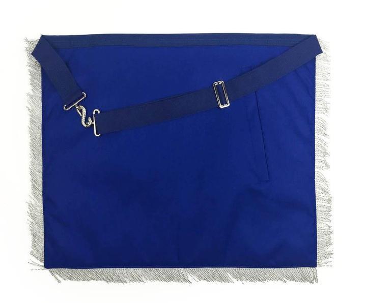 Past Master Blue Lodge Apron - Blue with Tabs & Silver Fringe