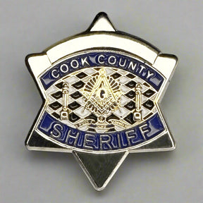 Master Mason Blue Lodge Lapel Pin - Cook County Sheriff Star - Bricks Masons