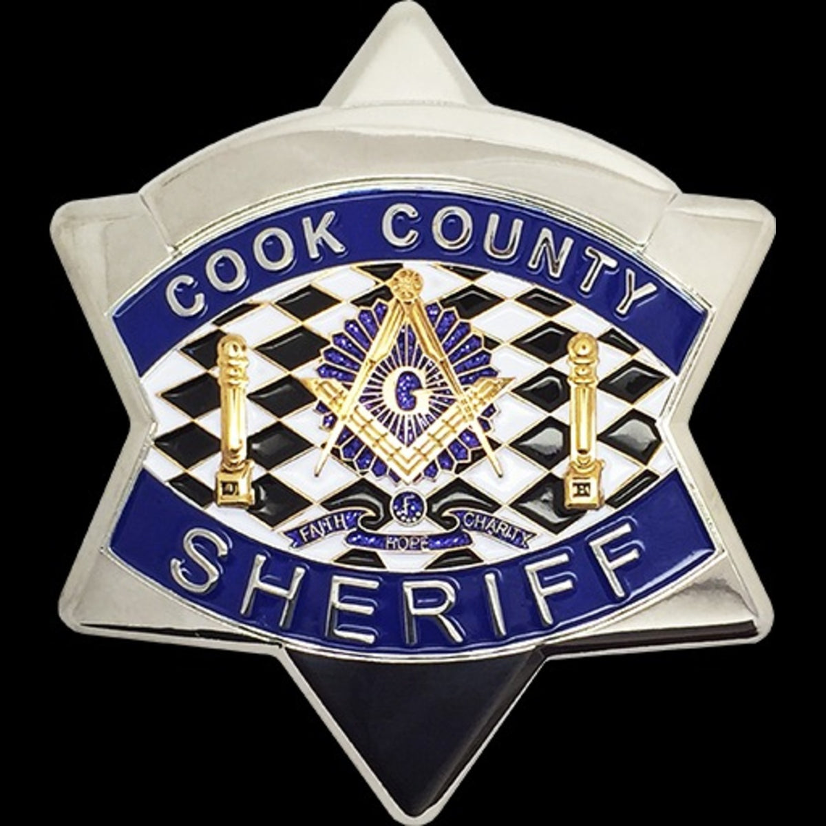 Master Mason Blue Lodge Badge - The Cook County Sheriff Star - Bricks Masons