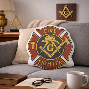 Master Mason Blue Lodge Pillow - Fire Fighter Square & Compass G - Bricks Masons