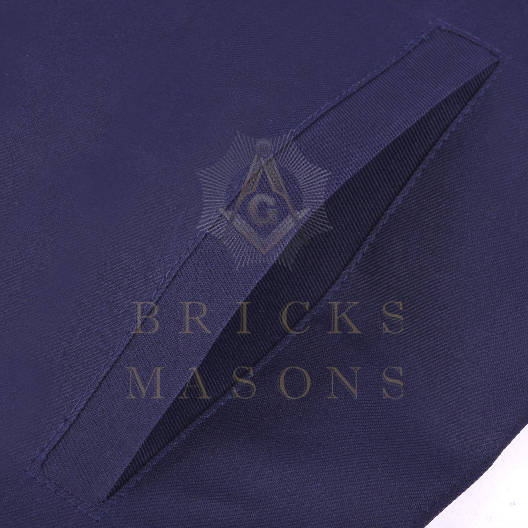 Past Master Blue Lodge Apron - Navy Velvet & Silver Bullion Hand Embroidery - Bricks Masons