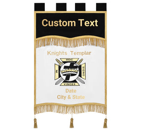 Knights Templar Banner - Personalized Machine Embroidery Golden Braid & Fringe - Bricks Masons