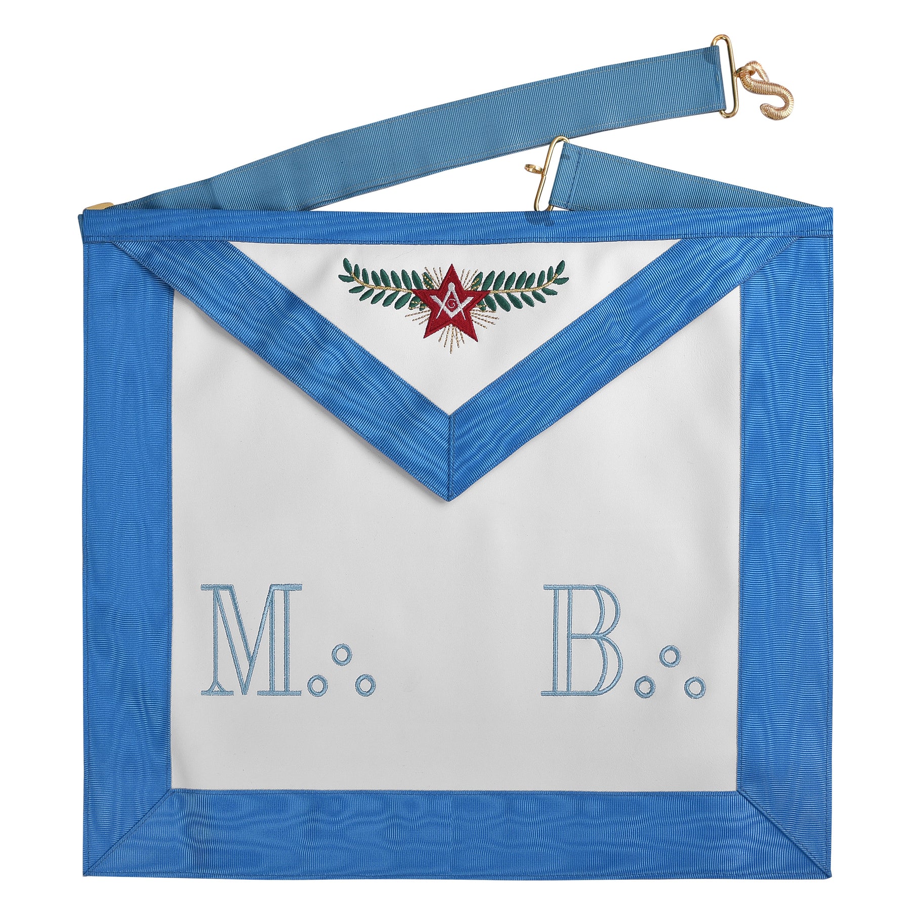 Master Mason Blue Lodge French Regulation Apron - Blue Ribbon Machine Embroidery