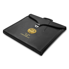 Grand Master Blue Lodge Apron Case - Personalized Black Imitation Leather MM, WM, Provincial - Bricks Masons