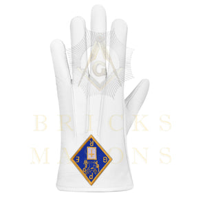 Past Grand Exalted Ruler Elks of the World Gloves - White Leather - Bricks Masons