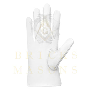 Past State President Elks of the World Gloves - White Leather - Bricks Masons