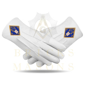 Past Grand Exalted Ruler Elks of the World Gloves - White Leather - Bricks Masons