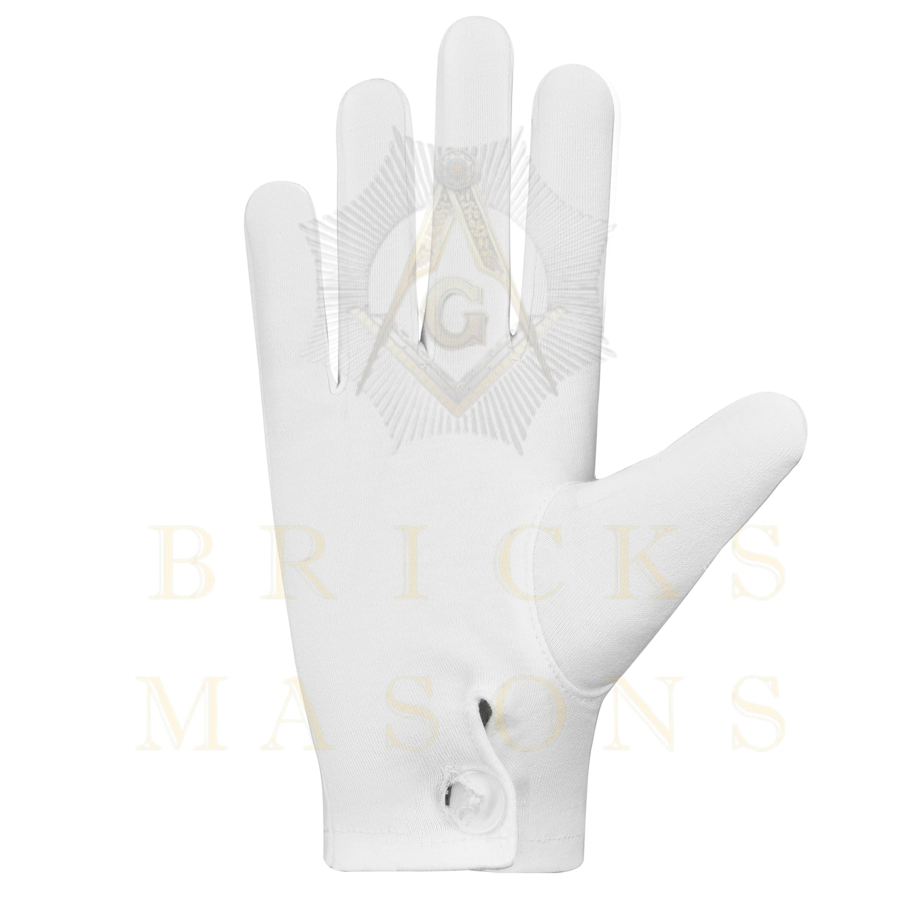 Lady Knights HoTC Gloves - White Cotton Cross and Crown emblem - Bricks Masons