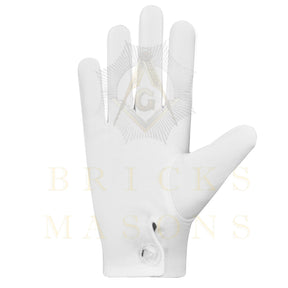 Lady Knights HoTC Gloves - White Cotton Cross and Crown emblem - Bricks Masons
