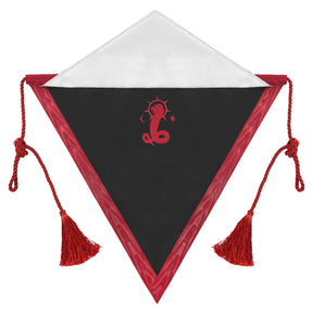 Tablier de rite écossais - Broderie triangulaire noire à la main avec ruban rouge et glands