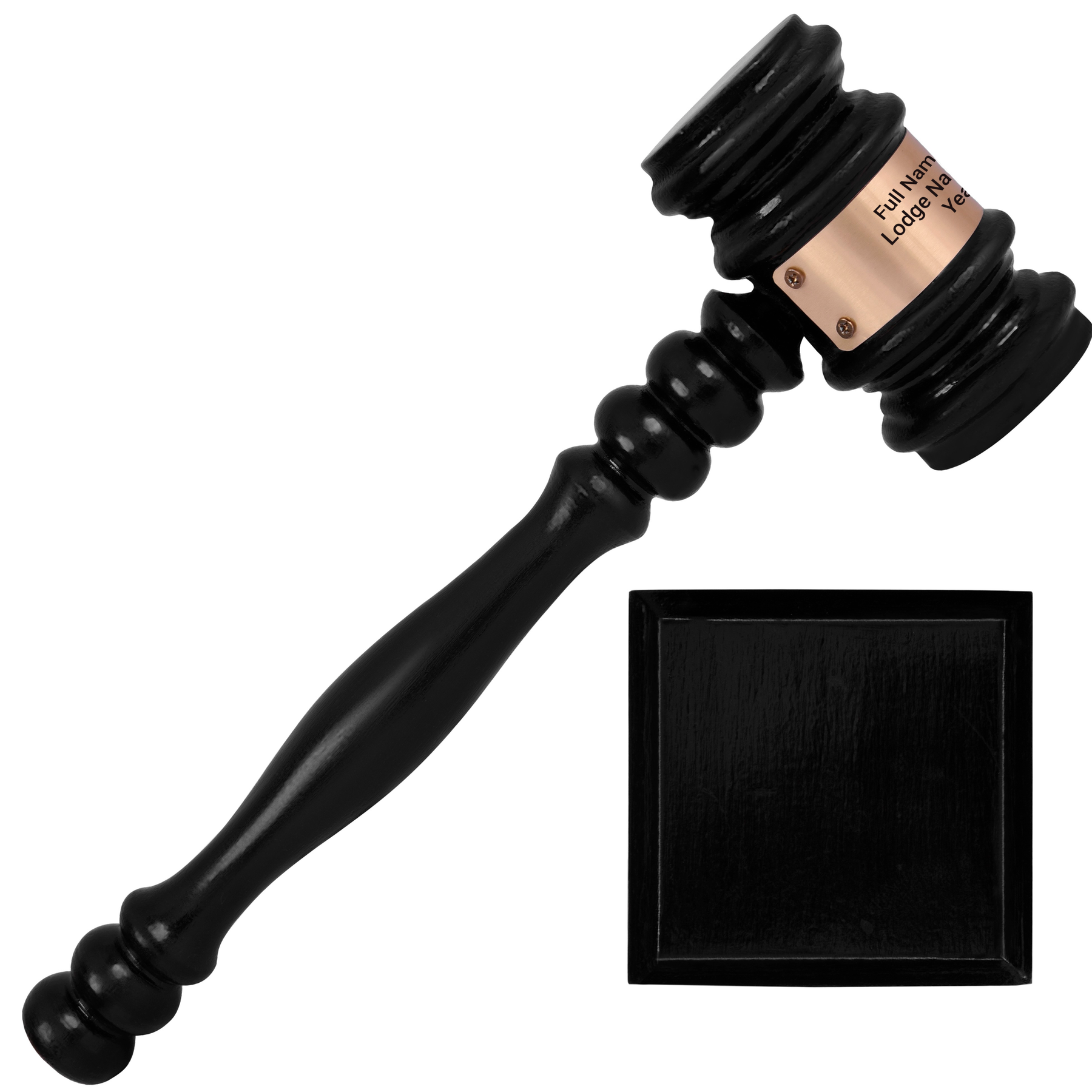 Masonic Gavel - Black Handcrafted Wood Customization