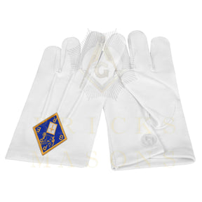 Past Grand Exalted Ruler Elks of the World Gloves - White Cotton - Bricks Masons
