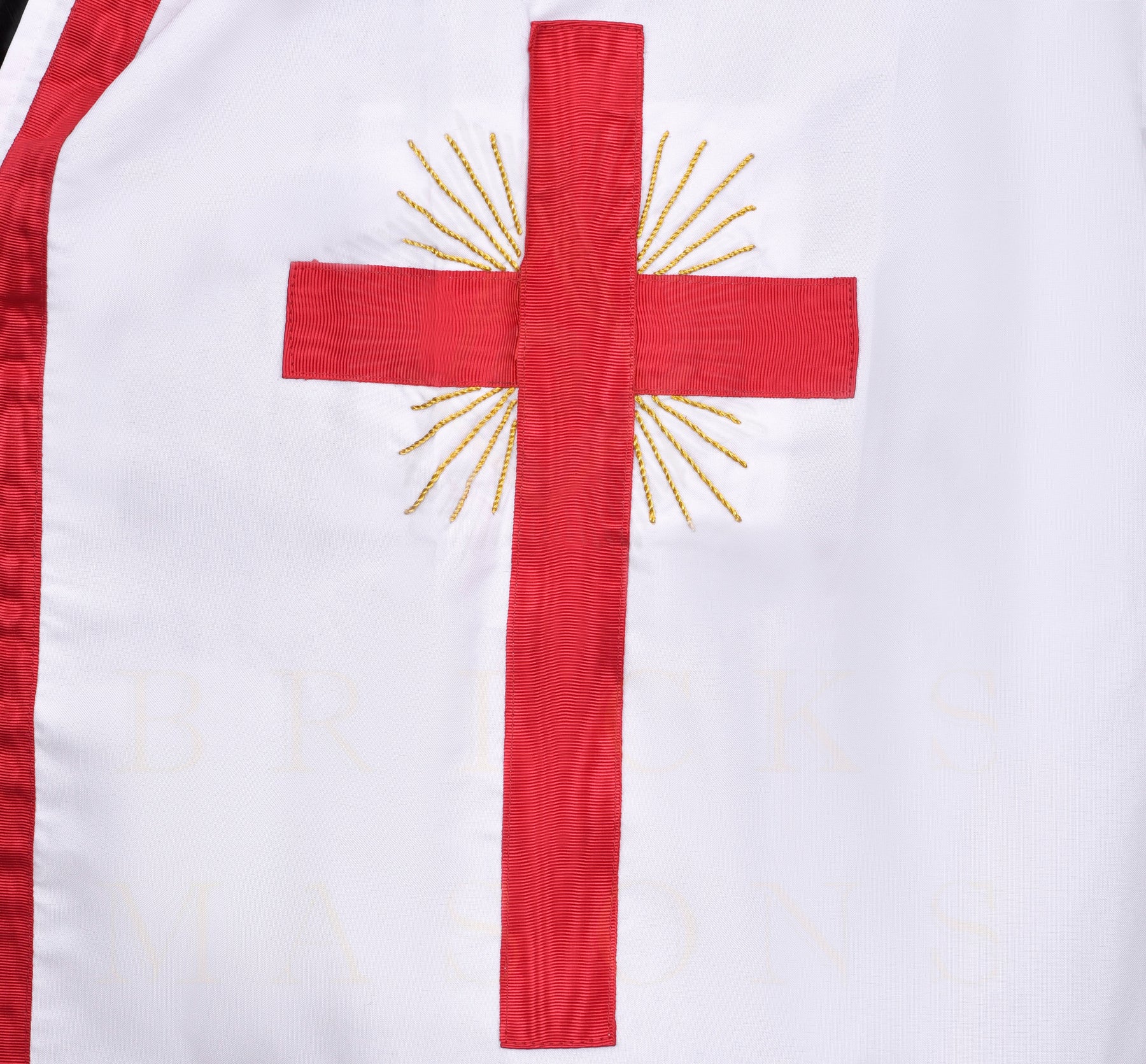 Knights Templar Mantle - White With Red Ribbon & Cross - Bricks Masons