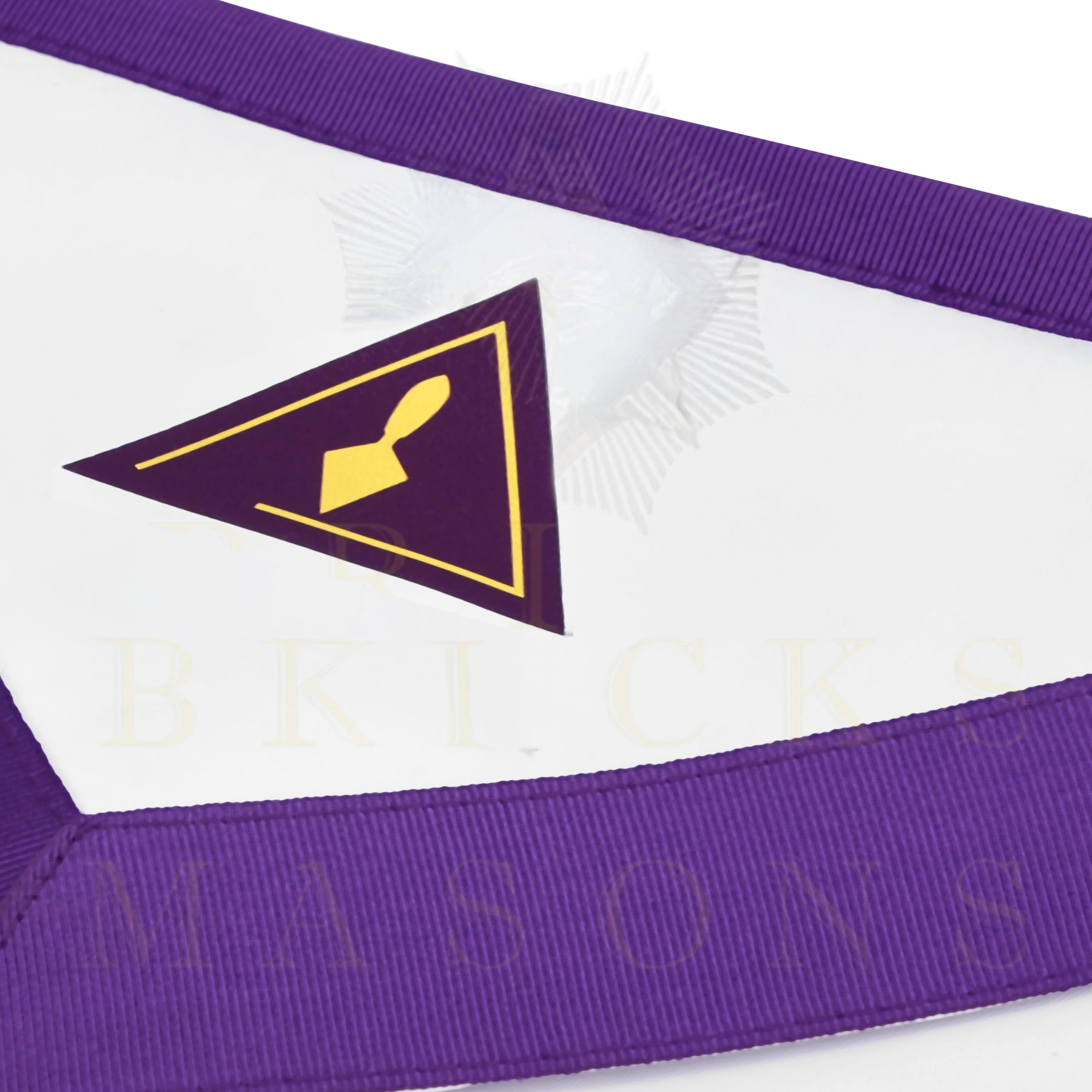 Past Illustrious Master Council Apron - Purple Ribbon Machine Embroidery - Bricks Masons