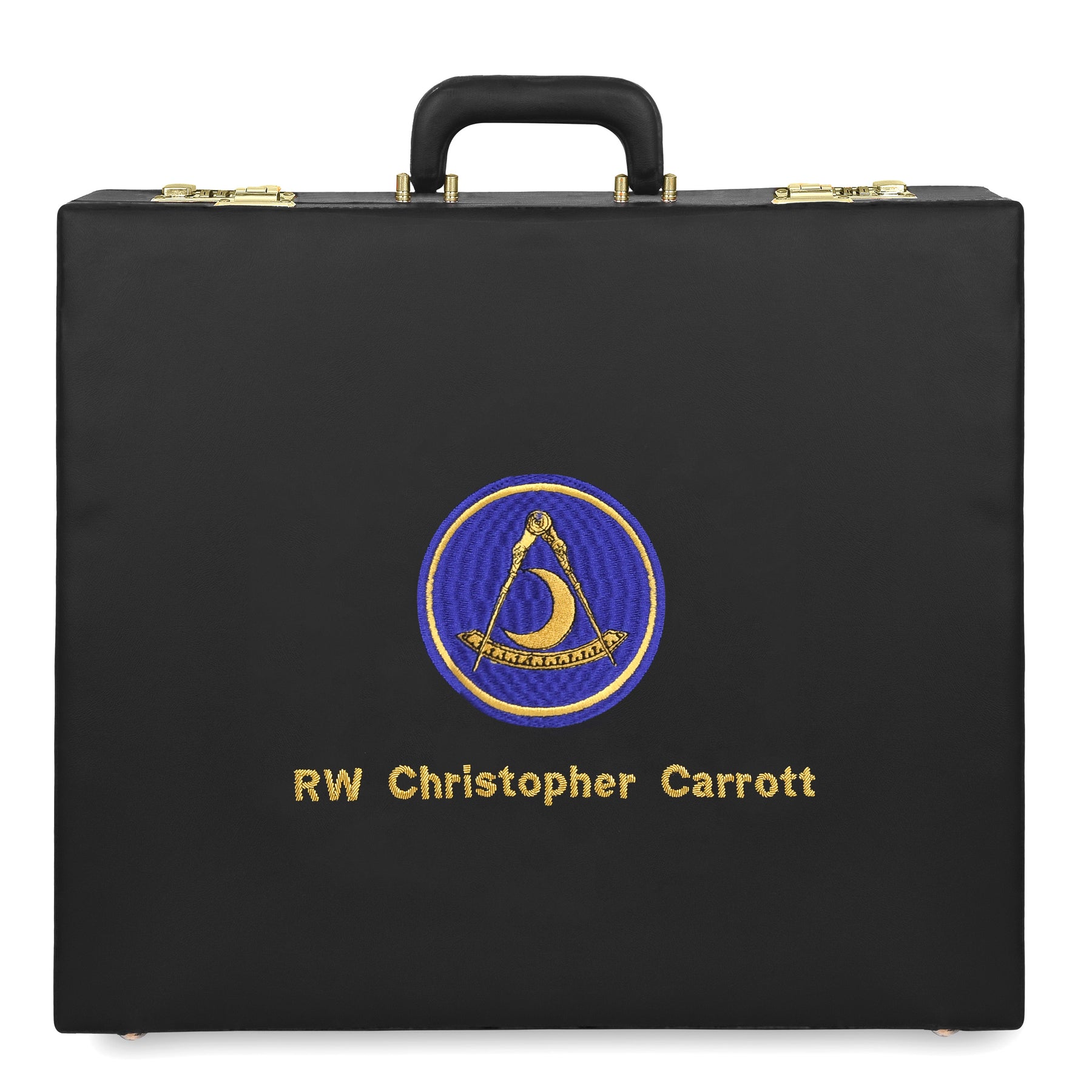 Past District Deputy Grand Master Apron Case - Gold Hand Embroidery Personalization Various Sizes & Materials - Bricks Masons