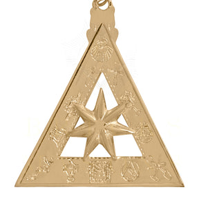 Past High Priest Royal Arch Chapter Breast Jewel - Gold Plated Star With Ribbon - Bricks Masons