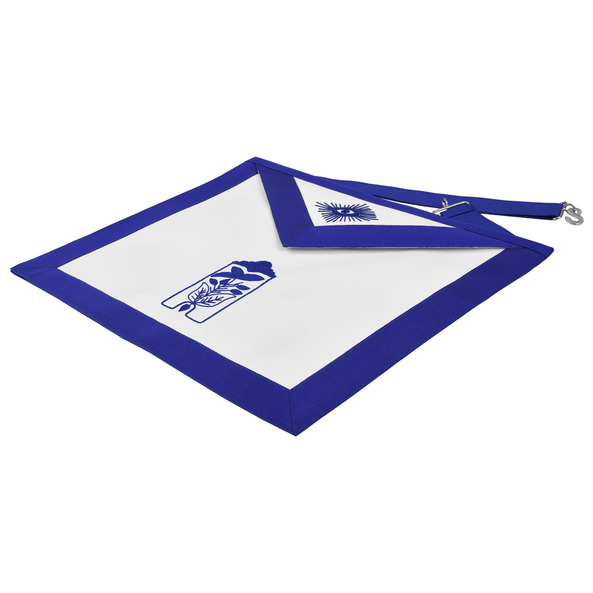 Junior Warden Blue Lodge Officer Apron - Royal Blue Borders - Bricks Masons