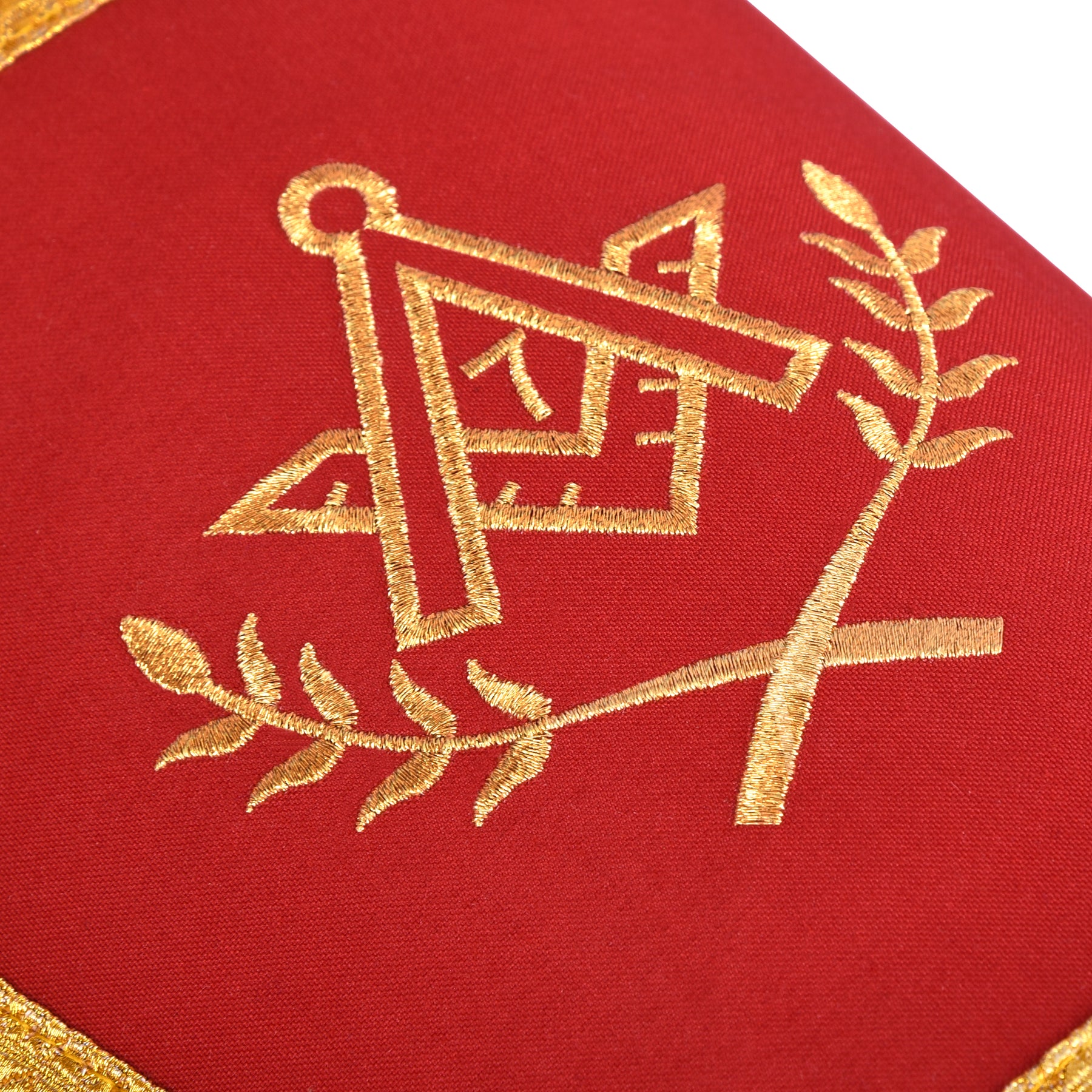 Master Mason Blue Lodge Cuff - Red with Gold Machine Embroidery Bullion & Fringe - Bricks Masons