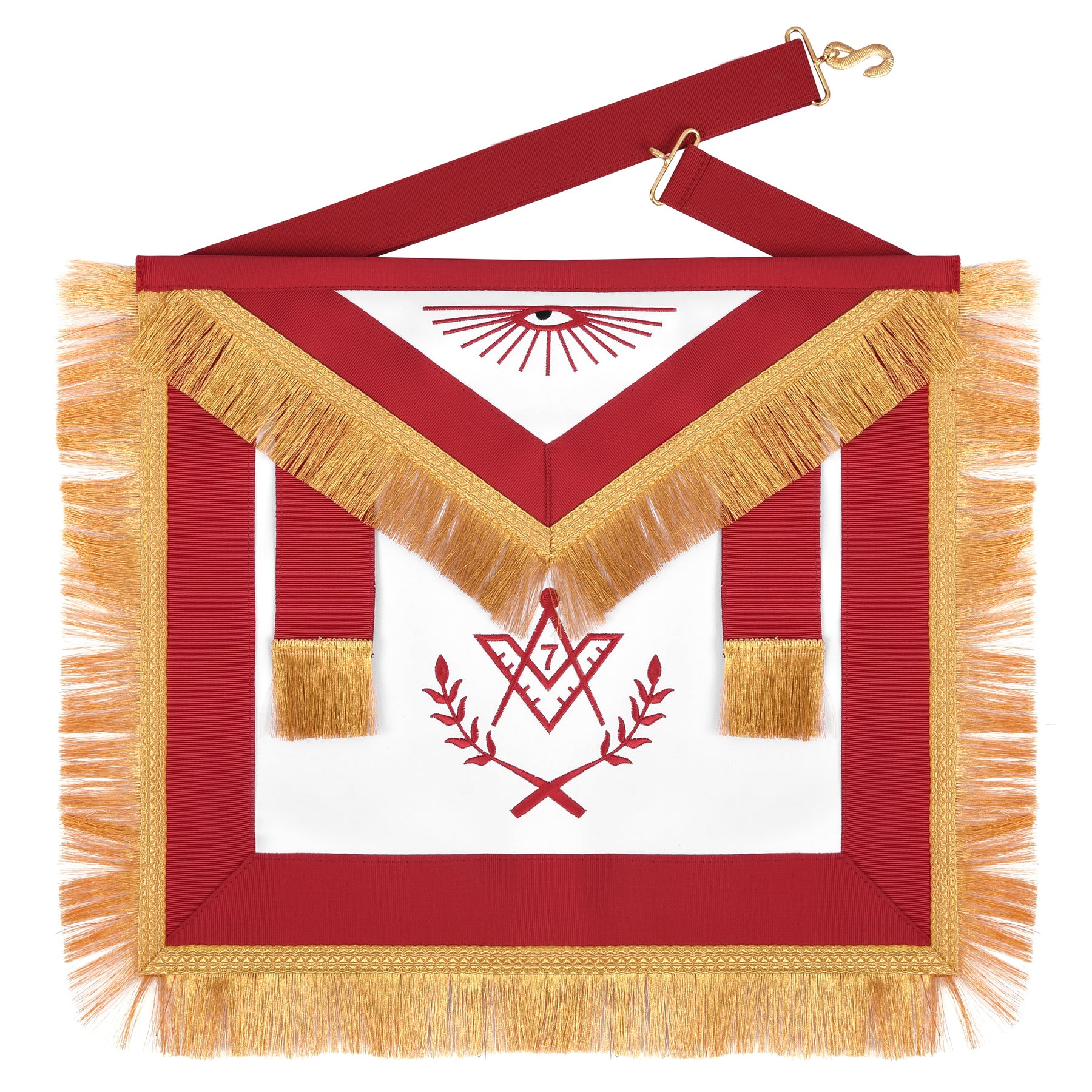 Master Mason Blue Lodge Regalia Set - Red & Golden Braid & Fringe - Bricks Masons
