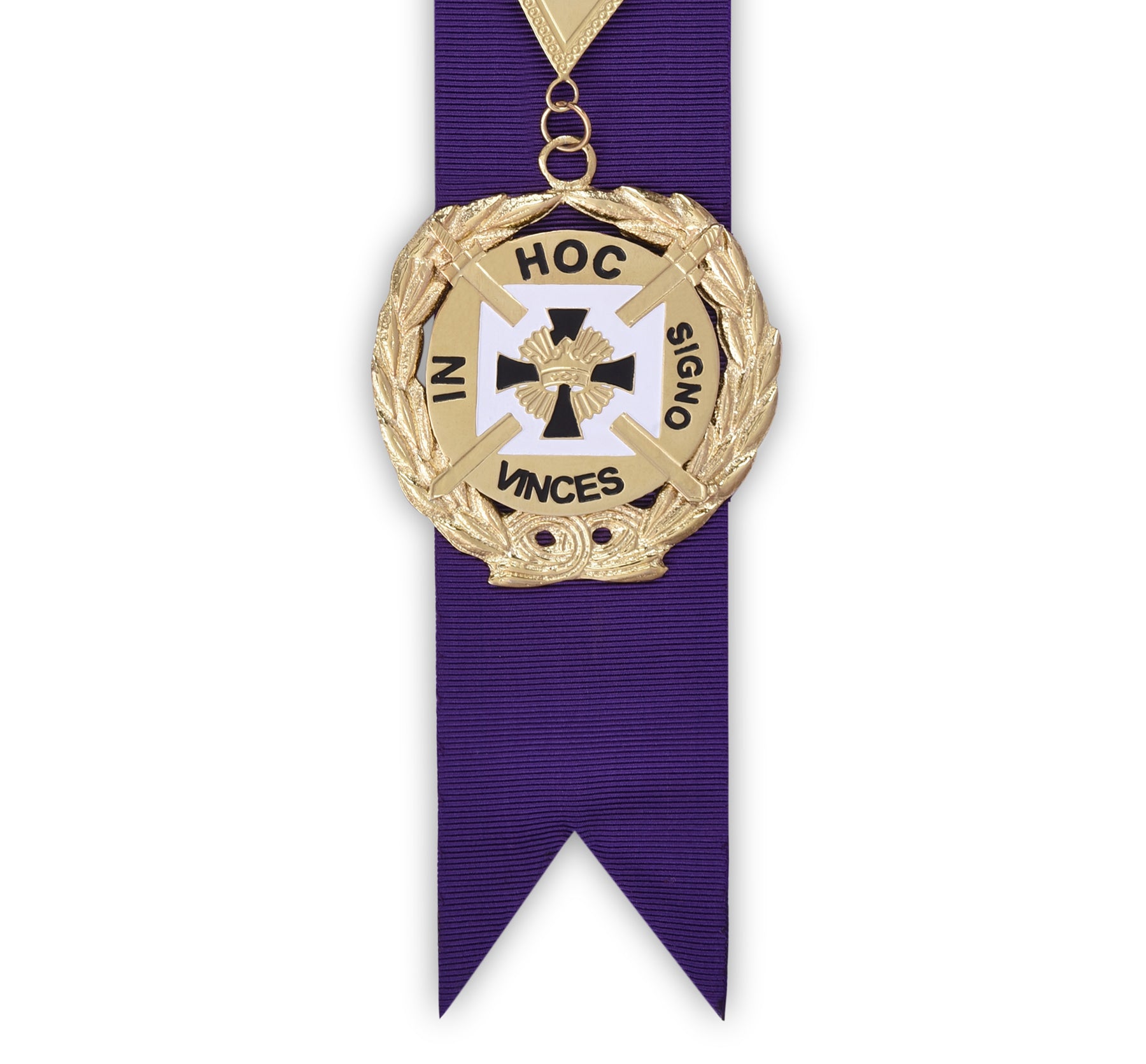 Past Grand Commander Knights Templar Breast Jewel - Engravable Bars With Purple Ribbon - Bricks Masons